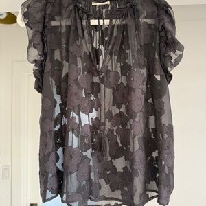 Ulla Johnson Black Floral Blouse